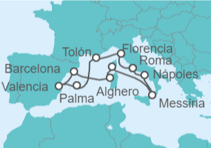 Itinerario del Crucero Mediterráneo Occidental II - Cunard
