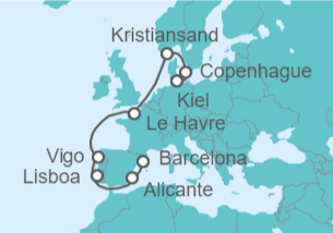 Itinerario del Crucero Corazón Europeo - Costa Cruceros