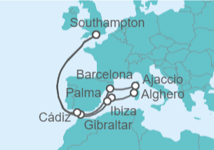 Itinerario del Crucero Paseo por las Islas Baleares - Cunard
