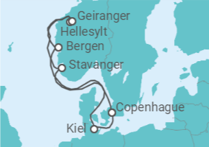 Itinerario del Crucero Tierra de los Vikingos - Costa Cruceros