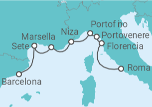 Itinerario del Crucero Francia, Italia - Ponant