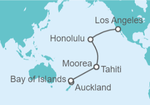 Itinerario del Crucero Travesía por Hawai, Tahití y el Pacífico Sur - Princess Cruises