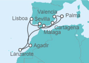 Itinerario del Crucero Islas Canarias y Portugal - AIDA