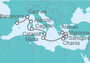 Itinerario del Crucero Del Mediterráneo Moderno al Antiguo Egeo  - Virgin Voyages