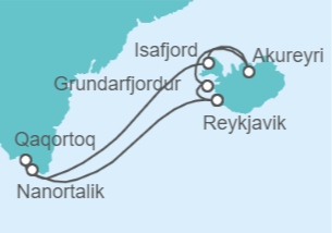 Itinerario del Crucero Groenlandia e Islandia - NCL Norwegian Cruise Line