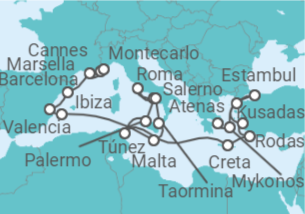 Itinerario del Crucero Odisea Mediterránea - Oceania Cruises