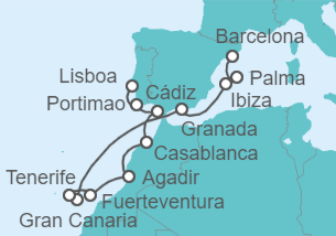 Itinerario del Crucero Desde Barcelona a Lisboa - NCL Norwegian Cruise Line