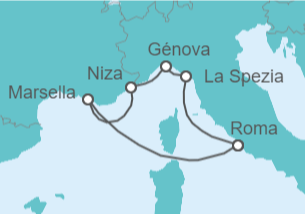 Itinerario del Crucero Italia y Francia - Cunard