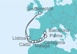 Itinerario del Crucero Mediterráneo desde Southampton - Cunard