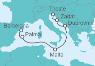 Itinerario del Crucero Adriático hasta Barcelona - Cunard