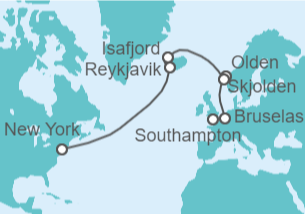 Itinerario del Crucero Travesía Transatlántica con Eclipse Solar - Cunard