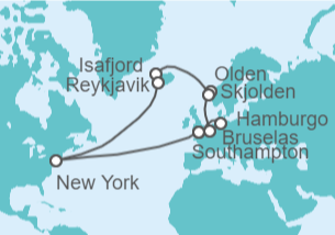 Itinerario del Crucero Transatlántico y Norte de Europa - Cunard