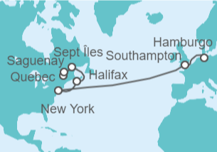 Itinerario del Crucero Canadá, Estados Unidos (EE.UU.), Reino Unido - Cunard