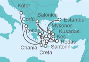 Itinerario del Crucero Grecia, Turquía, Montenegro - Celestyal Cruises