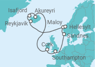 Itinerario del Crucero Irlanda, Islandia, Noruega - MSC Cruceros