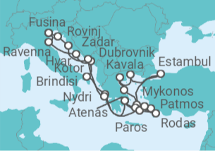 Itinerario del Crucero Italia, Montenegro, Grecia, Turquía, Croacia - Explora Journeys