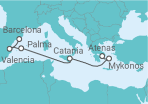 Itinerario del Crucero De Gloriosas Islas Griegas a los Atardeceres Españoles - Virgin Voyages