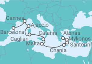 Itinerario del Crucero Del Mediterráneo Moderno al Antiguo Egeo - Virgin Voyages