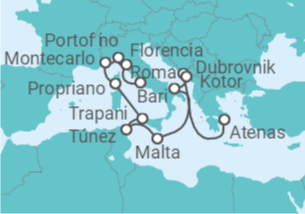Itinerario del Crucero Dichoso Mediterráneo - Oceania Cruises