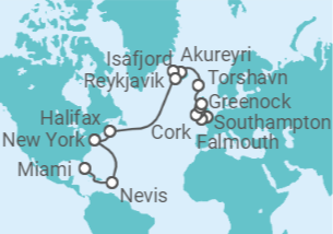 Itinerario del Crucero Tramo vuelta al mundo: de Londres a Miami - Oceania Cruises