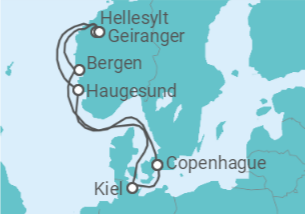 Itinerario del Crucero Tierra de los Vikingos - Costa Cruceros