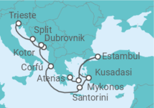 Itinerario del Crucero Santorini, Miconos y Croacia - NCL Norwegian Cruise Line