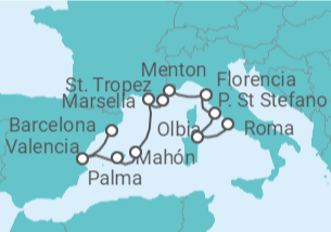 Itinerario del Crucero España, Francia e Italia - Silversea