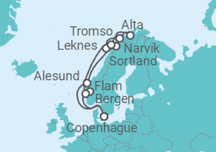 Itinerario del Crucero Fiordos Noruegos - Silversea