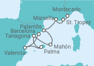 Itinerario del Crucero España y Francia - Silversea