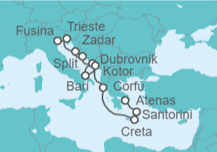 Itinerario del Crucero Italia, Croacia y Grecia - Silversea
