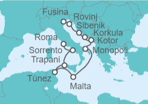Itinerario del Crucero Italia, Túnez y Croacia - Silversea