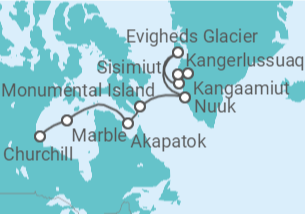 Itinerario del Crucero Canadá y Groenlandia - Silversea
