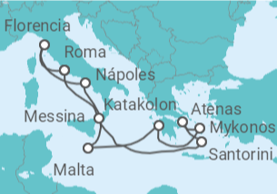Itinerario del Crucero Islas Griegas e Italia - NCL Norwegian Cruise Line