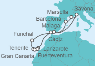 Itinerario del Crucero Sabores exóticos y paisajes lunares - Costa Cruceros