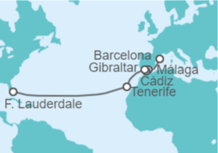 Itinerario del Crucero Transatlántico desde Barcelona - Princess Cruises
