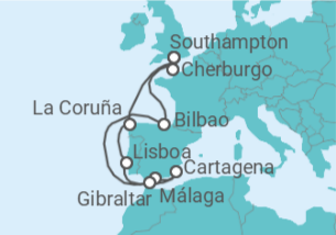 Itinerario del Crucero España, Francia y Portugal con eclipse solar total - Princess Cruises