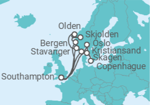 Itinerario del Crucero Fiordos Noruegos y Escandinavia - Princess Cruises