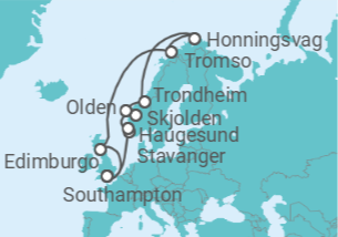 Itinerario del Crucero Tierra del Sol de Medianoche y Solsticio de Verano - Princess Cruises