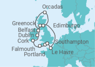 Itinerario del Crucero Tesoros del Atlántico Norte - Princess Cruises
