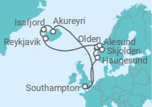 Itinerario del Crucero Islandia y Noruega - Princess Cruises