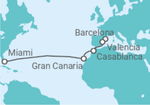 Itinerario del Crucero De Barcelona a Miami - Virgin Voyages