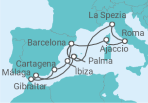 Itinerario del Crucero Gran viaje por el Mediterráneo II - AIDA