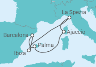 Itinerario del Crucero Francia, Italia, España - AIDA