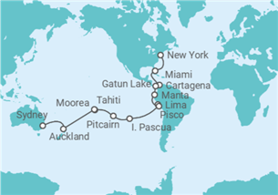 Itinerario del Crucero Segmento de vuelta al mundo: Desde Nueva York a Sydney - Princess Cruises
