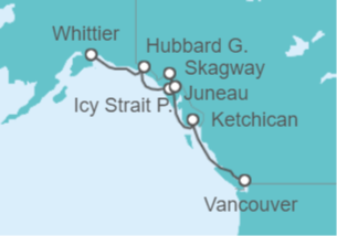 Itinerario del Crucero Alaska: glaciar Hubbard y Skagway - NCL Norwegian Cruise Line