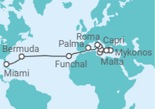 Itinerario del Crucero Mosaico Jónico y cruce del Atlántico - Regent Seven Seas