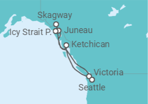 Itinerario del Crucero Alaska: glaciar Dawes, Skagway y Juneau  - NCL Norwegian Cruise Line