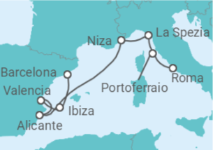 Itinerario del Crucero Paraíso en el Mediterráneo - Regent Seven Seas