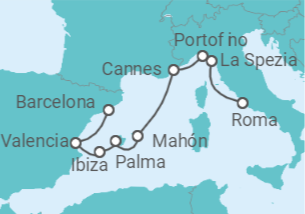 Itinerario del Crucero Costas del zafiro español - Regent Seven Seas