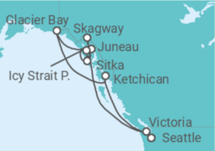 Itinerario del Crucero Alaska: glaciar Hubbard, Skagway y Juneau - NCL Norwegian Cruise Line